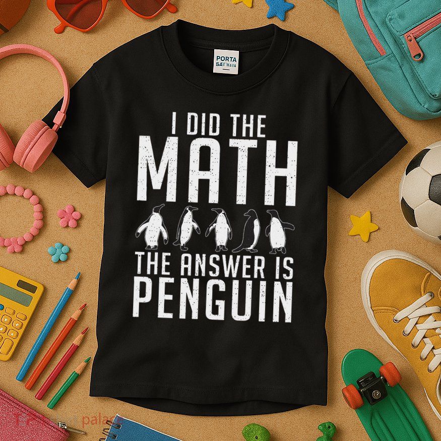 I Did The Math The Answer Is Penguin Funny Penguin Lover Kids T-Shirt
