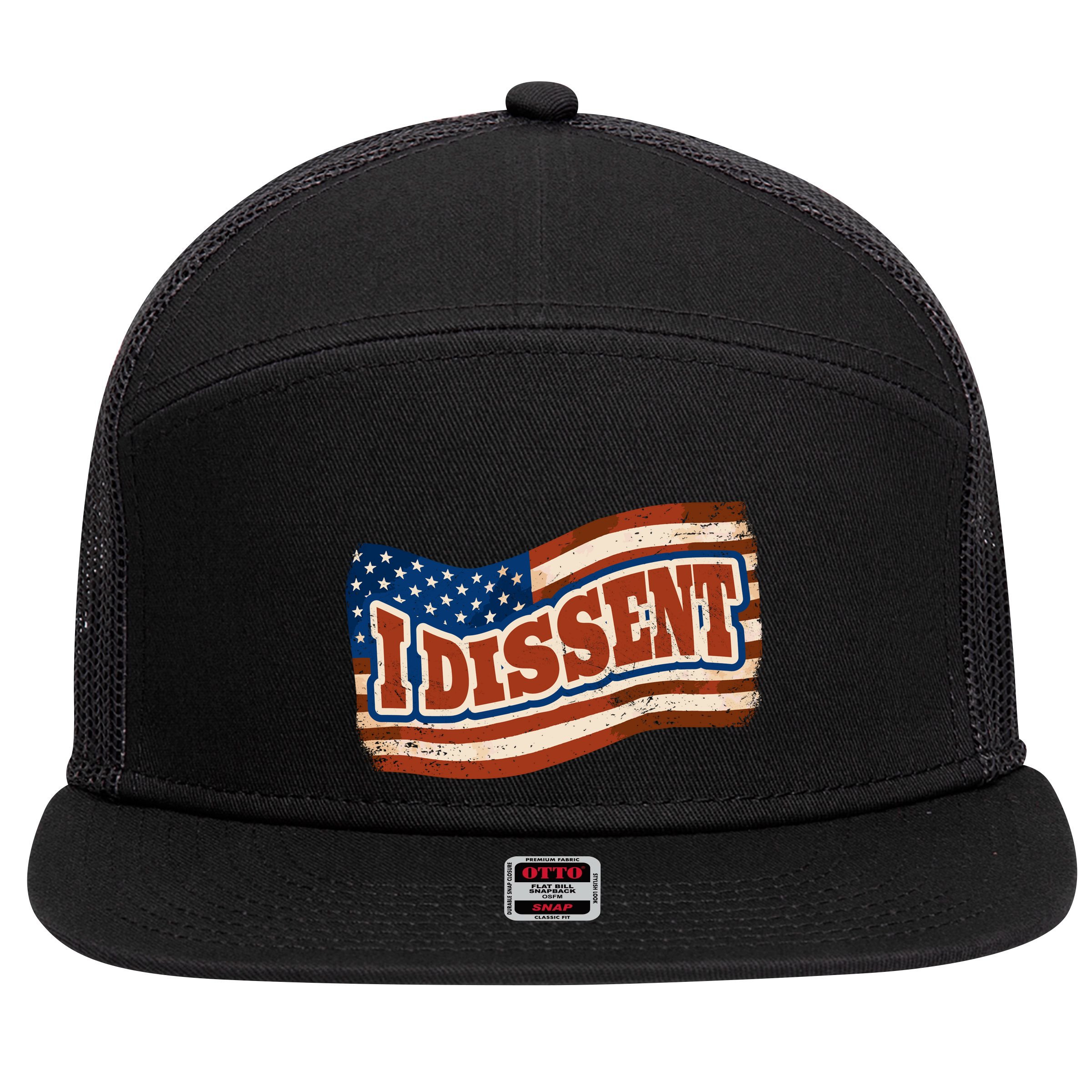 I Dissent USA Flag Vintage 7 Panel Mesh Trucker Snapback Hat