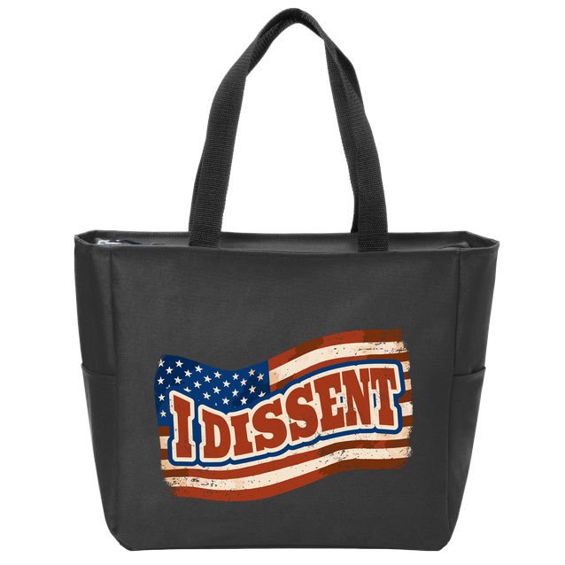 I Dissent USA Flag Vintage Zip Tote Bag