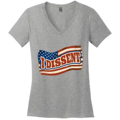 I Dissent USA Flag Vintage Women's V-Neck T-Shirt