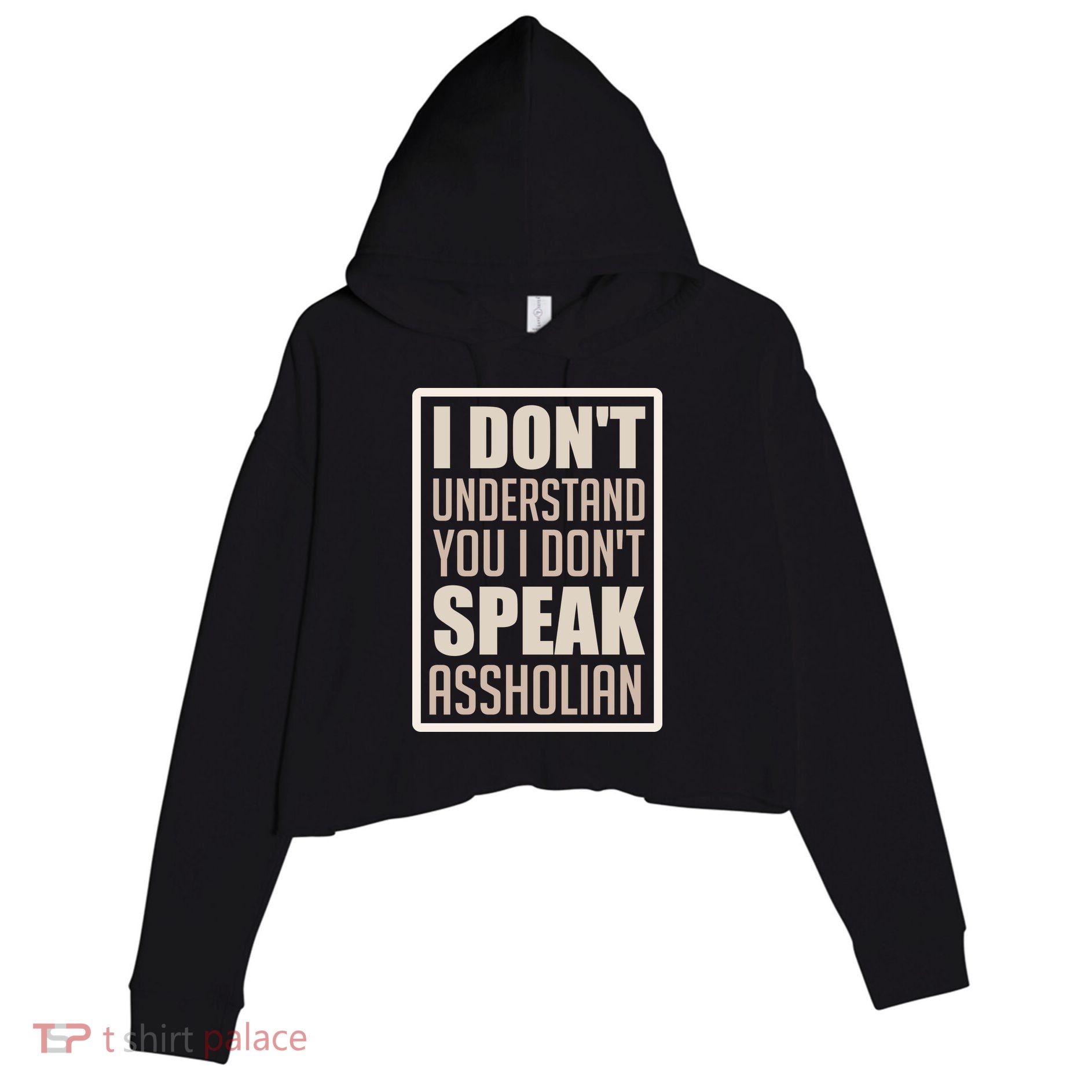 I Don't Understand You I Don't Speak Assholian Funny Crop Fleece Hoodie