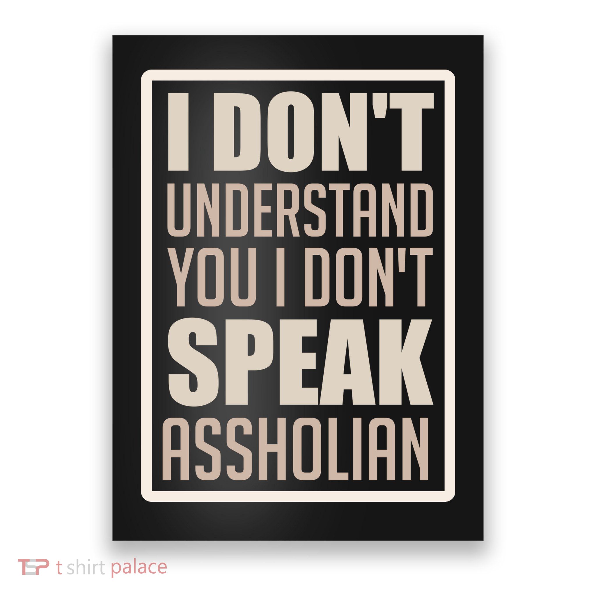 I Don't Understand You I Don't Speak Assholian Funny Poster