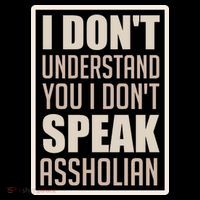 I Don't Understand You I Don't Speak Assholian Funny Poster