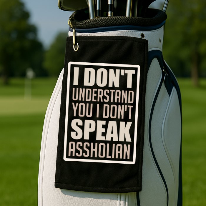 I Don't Understand You I Don't Speak Assholian Funny Golf Towel