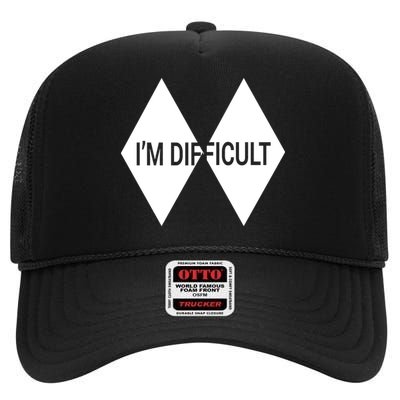 Im Difficult Vintage Skiing Gift Skier Lover High Crown Mesh Back Trucker Hat