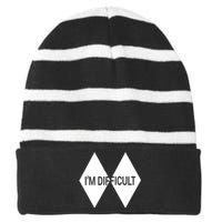 Im Difficult Vintage Skiing Gift Skier Lover Striped Beanie with Solid Band