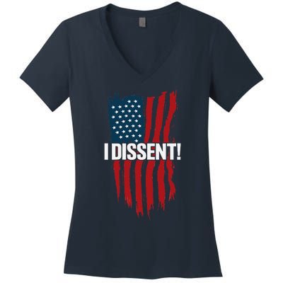 I Dissent! Vote Blue To Save Democracy Fight Facism Flag Women's V-Neck T-Shirt