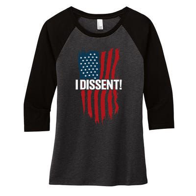 I Dissent! Vote Blue To Save Democracy Fight Facism Flag Women's Tri-Blend 3/4-Sleeve Raglan Shirt