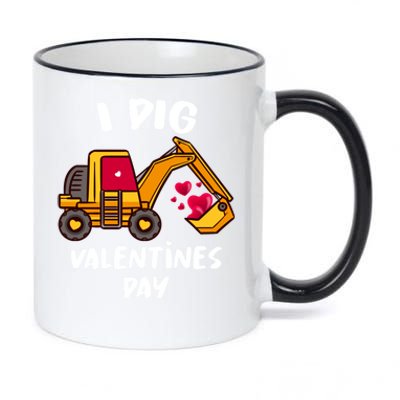 I Dig Valentines Day Excavator Construction Gift 11oz Black Color Changing Mug