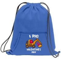 I Dig Valentines Day Excavator Construction Gift Sweatshirt Cinch Pack Bag