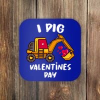 I Dig Valentines Day Excavator Construction Gift Coaster