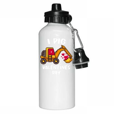 I Dig Valentines Day Excavator Construction Gift Aluminum Water Bottle 