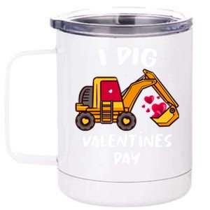 I Dig Valentines Day Excavator Construction Gift 12 oz Stainless Steel Tumbler Cup