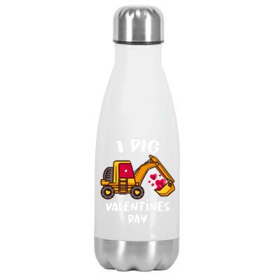 I Dig Valentines Day Excavator Construction Gift Stainless Steel Insulated Water Bottle