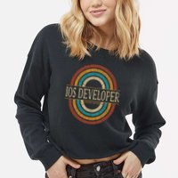 Ios Developer Vintage Retro Cropped Pullover Crew
