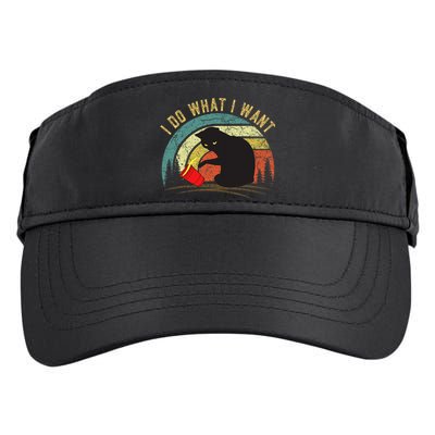 I Do What I Want Cat Coffee Black Cat Red Cup Funny Graphic Adult Drive Performance Visor