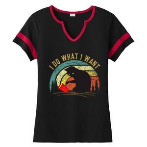 I Do What I Want Cat Coffee Black Cat Red Cup Ladies Halftime Notch Neck Tee