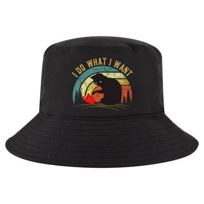 I Do What I Want Cat Coffee Black Cat Red Cup Cool Comfort Performance Bucket Hat