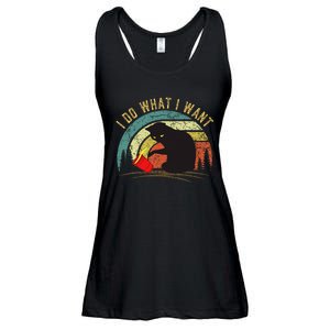 I Do What I Want Cat Coffee Black Cat Red Cup Ladies Essential Flowy Tank