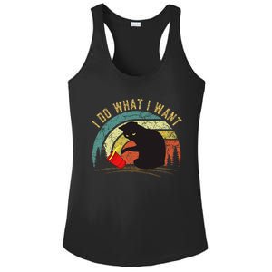 I Do What I Want Cat Coffee Black Cat Red Cup Ladies PosiCharge Competitor Racerback Tank