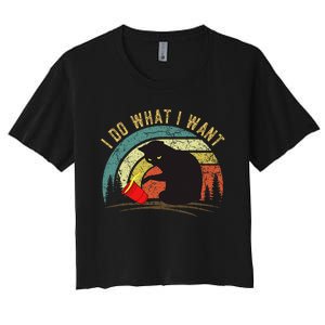 I Do What I Want Cat Coffee Black Cat Red Cup Women's Crop Top Tee