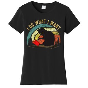 I Do What I Want Cat Coffee Black Cat Red Cup Women's T-Shirt