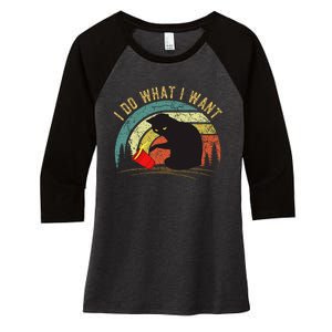 I Do What I Want Cat Coffee Black Cat Red Cup Women's Tri-Blend 3/4-Sleeve Raglan Shirt