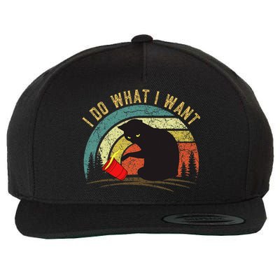 I Do What I Want Cat Coffee Black Cat Red Cup Wool Snapback Cap