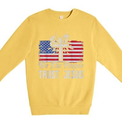 Independence Day We The People Trust Jesus Vintage US Flag Premium Crewneck Sweatshirt