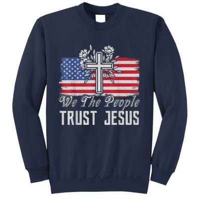 Independence Day We The People Trust Jesus Vintage US Flag Sweatshirt