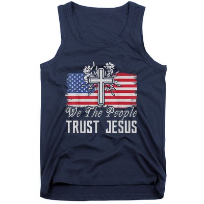 Independence Day We The People Trust Jesus Vintage US Flag Tank Top