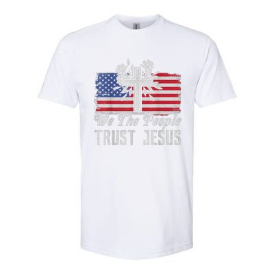 Independence Day We The People Trust Jesus Vintage US Flag Softstyle CVC T-Shirt