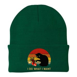 I Do What I Want Funny Black Cat Gifts Knit Cap Winter Beanie