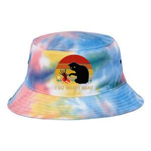 I Do What I Want Funny Black Cat Gifts Tie Dye Newport Bucket Hat