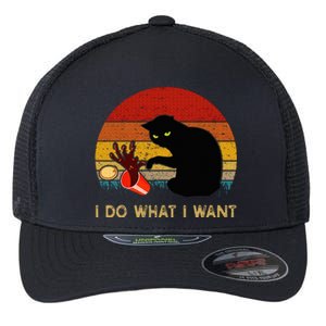 I Do What I Want Funny Black Cat Gifts Flexfit Unipanel Trucker Cap