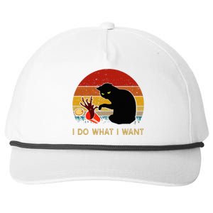 I Do What I Want Funny Black Cat Gifts Snapback Five-Panel Rope Hat