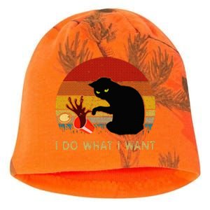 I Do What I Want Funny Black Cat Gifts Kati - Camo Knit Beanie