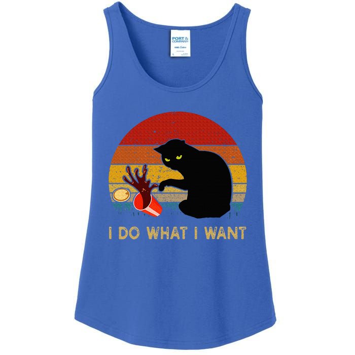 I Do What I Want Funny Black Cat Gifts Ladies Essential Tank