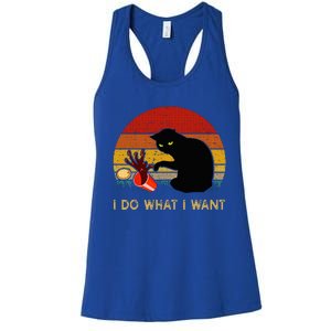 I Do What I Want Funny Black Cat Gifts Women's Racerback Tank