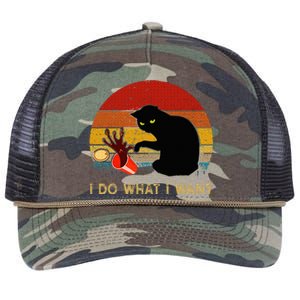 I Do What I Want Funny Black Cat Gifts Retro Rope Trucker Hat Cap