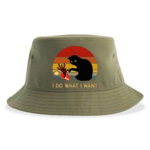 I Do What I Want Funny Black Cat Gifts Sustainable Bucket Hat