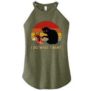 I Do What I Want Funny Black Cat Gifts Women's Perfect Tri Rocker Tank