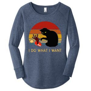 I Do What I Want Funny Black Cat Gifts Women's Perfect Tri Tunic Long Sleeve Shirt