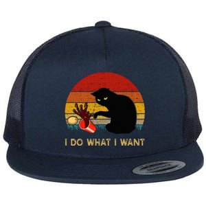 I Do What I Want Funny Black Cat Gifts Flat Bill Trucker Hat