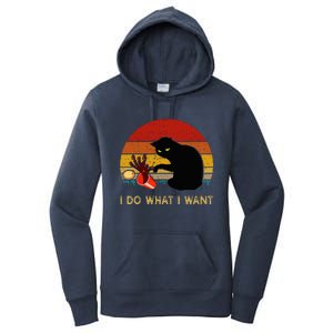 I Do What I Want Funny Black Cat Gifts Women's Pullover Hoodie