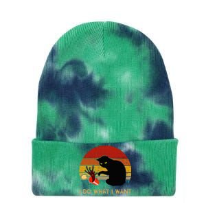 I Do What I Want Funny Black Cat Gifts Tie Dye 12in Knit Beanie