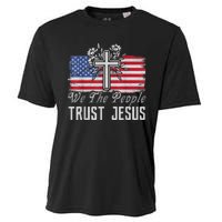 Independence Day We The People Trust Jesus Vintage US Flag Cooling Performance Crew T-Shirt