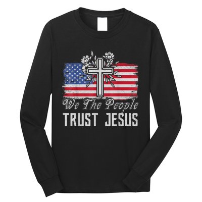 Independence Day We The People Trust Jesus Vintage US Flag Long Sleeve Shirt