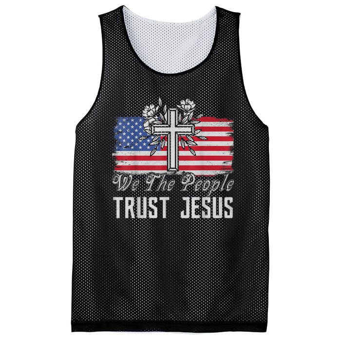 Independence Day We The People Trust Jesus Vintage US Flag Mesh Reversible Basketball Jersey Tank