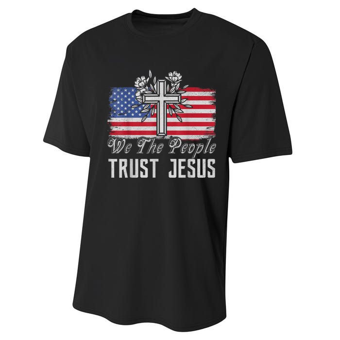 Independence Day We The People Trust Jesus Vintage US Flag Performance Sprint T-Shirt